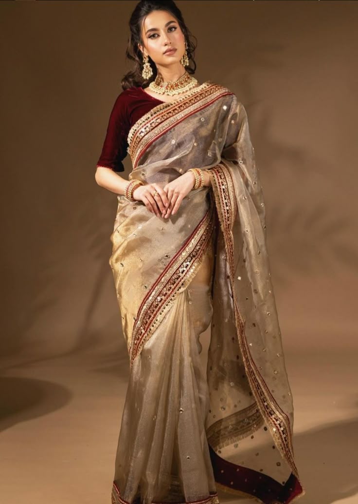 Sabyasachi-Inspired Tissue Drape